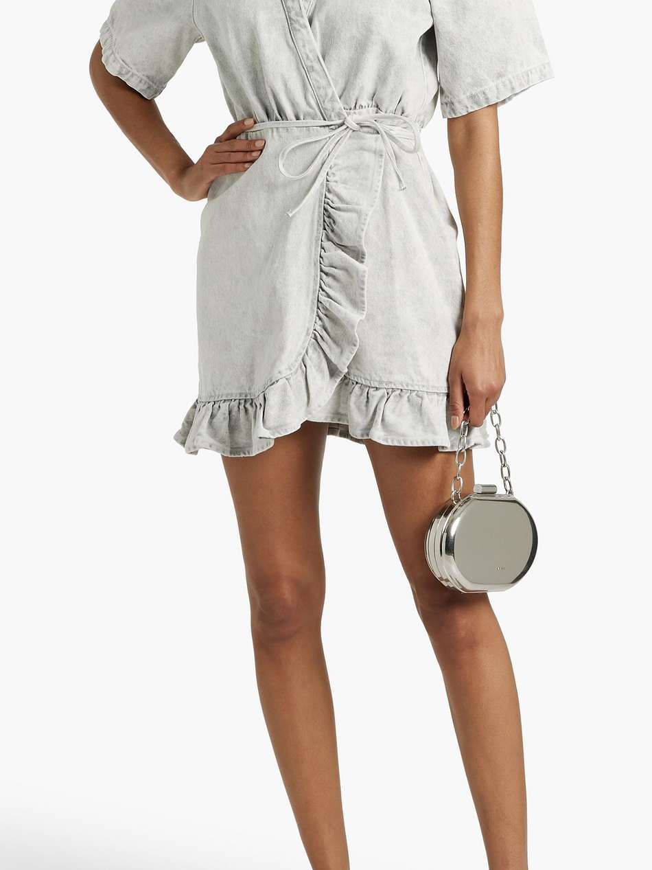 mazargue ruffled denim mini wrap dress