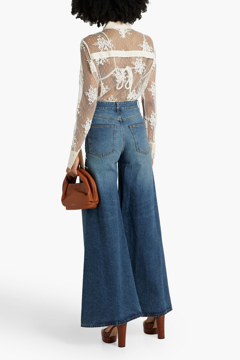 Shop See By Chloé High-rise Wide-leg Jeans In Mid Denim