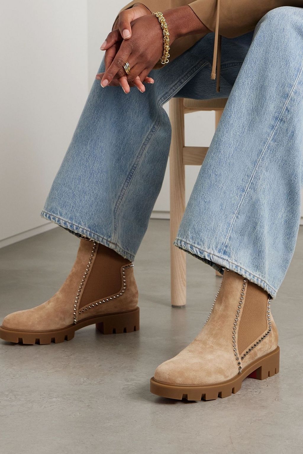 CHRISTIAN LOUBOUTIN Out Lina 40 spiked suede Chelsea boots