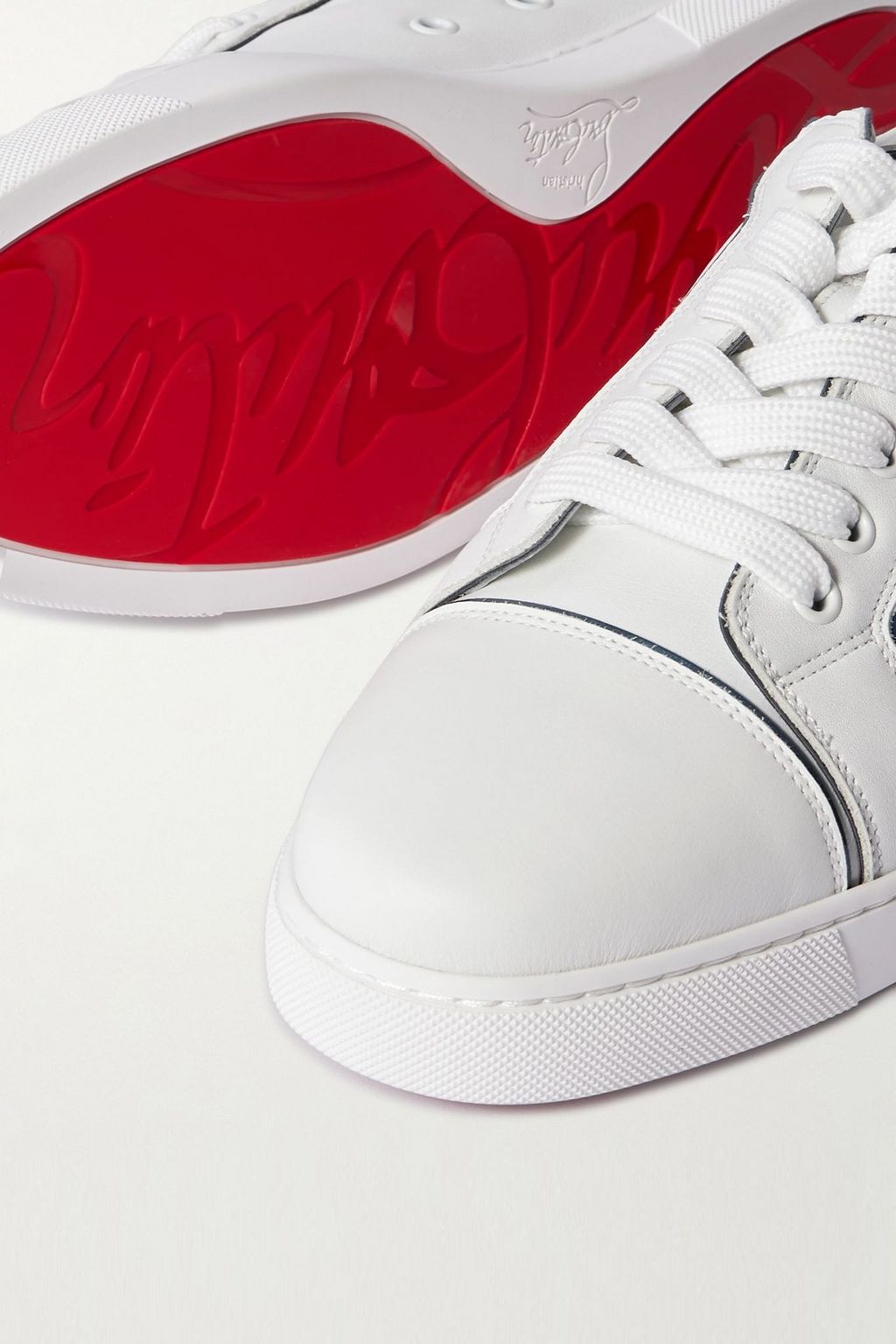 CHRISTIAN LOUBOUTIN Fun Vieira patent-leather trimmed leather sneakers