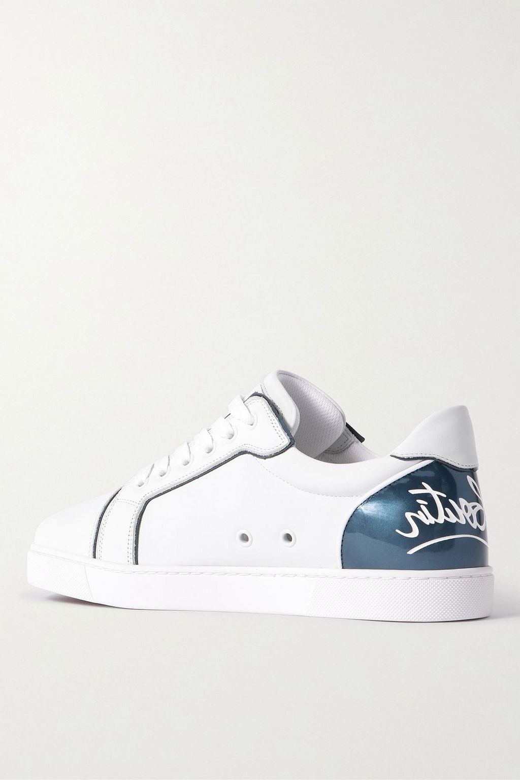 CHRISTIAN LOUBOUTIN Fun Vieira patent-leather trimmed leather sneakers