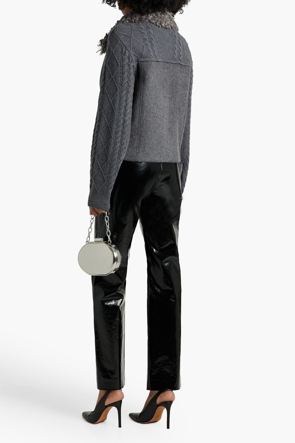 SIMKHAI Giovana wool-blend felt and cable-knit jacket
