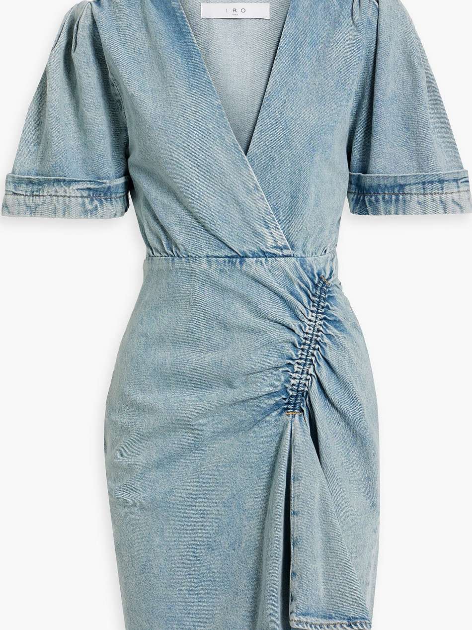 nartelle ruched denim mini dress