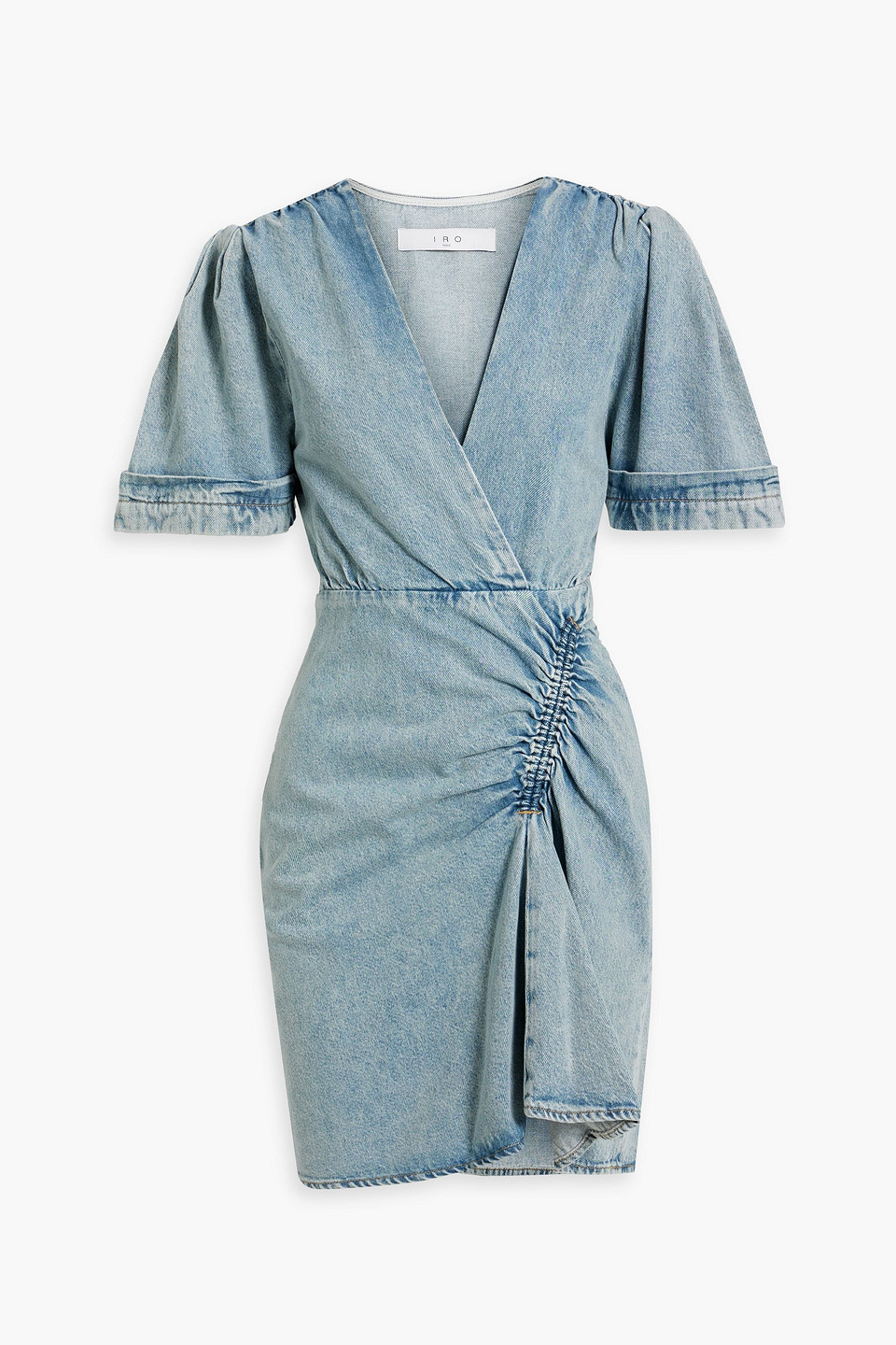 Iro Nartelle Ruched Denim Mini Dress In Light Denim