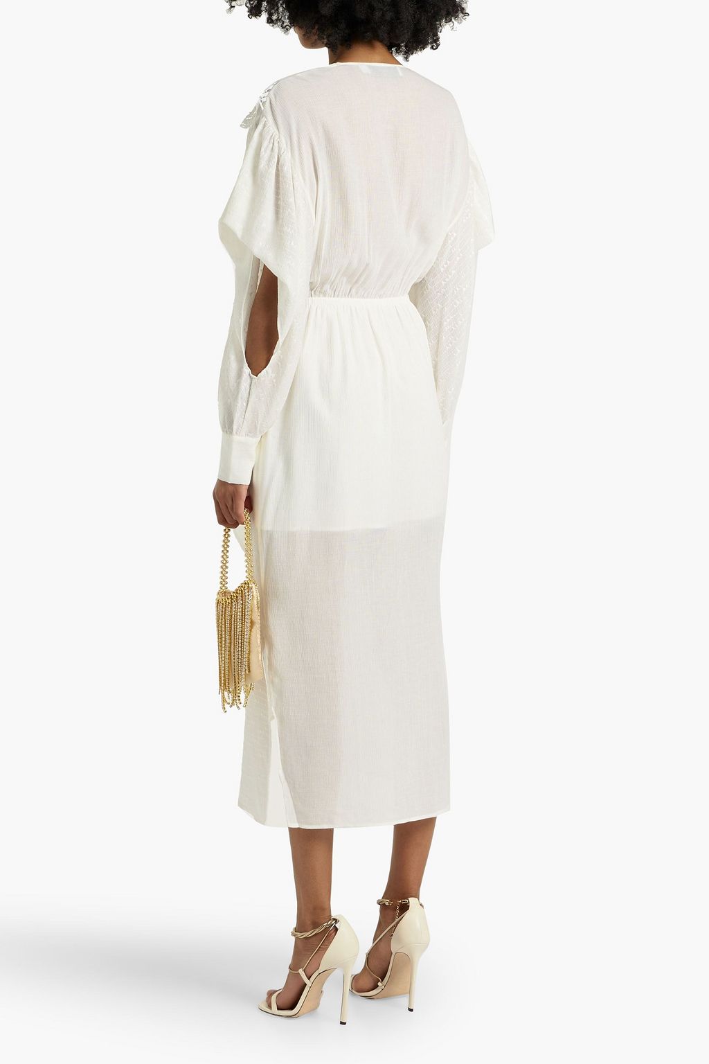 IRO Dily wrap-effect crochet-trimmed crepon midi dress