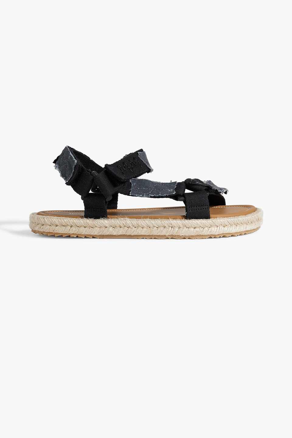 Shop Maison Margiela Distressed Canvas Espadrille Sandals In Black