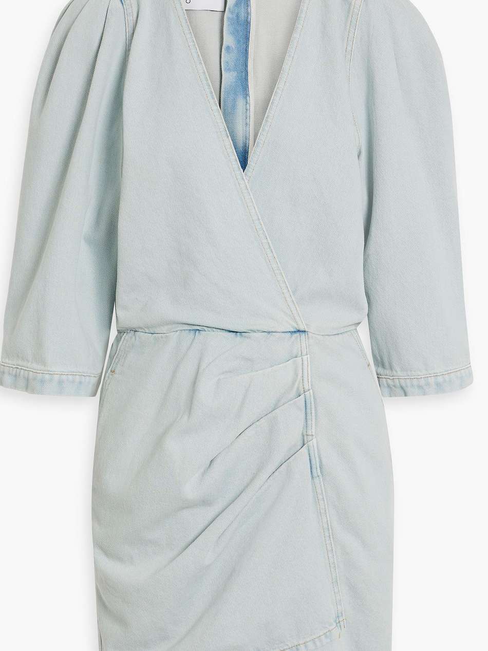 marcia wrap-effect pleated denim mini dress