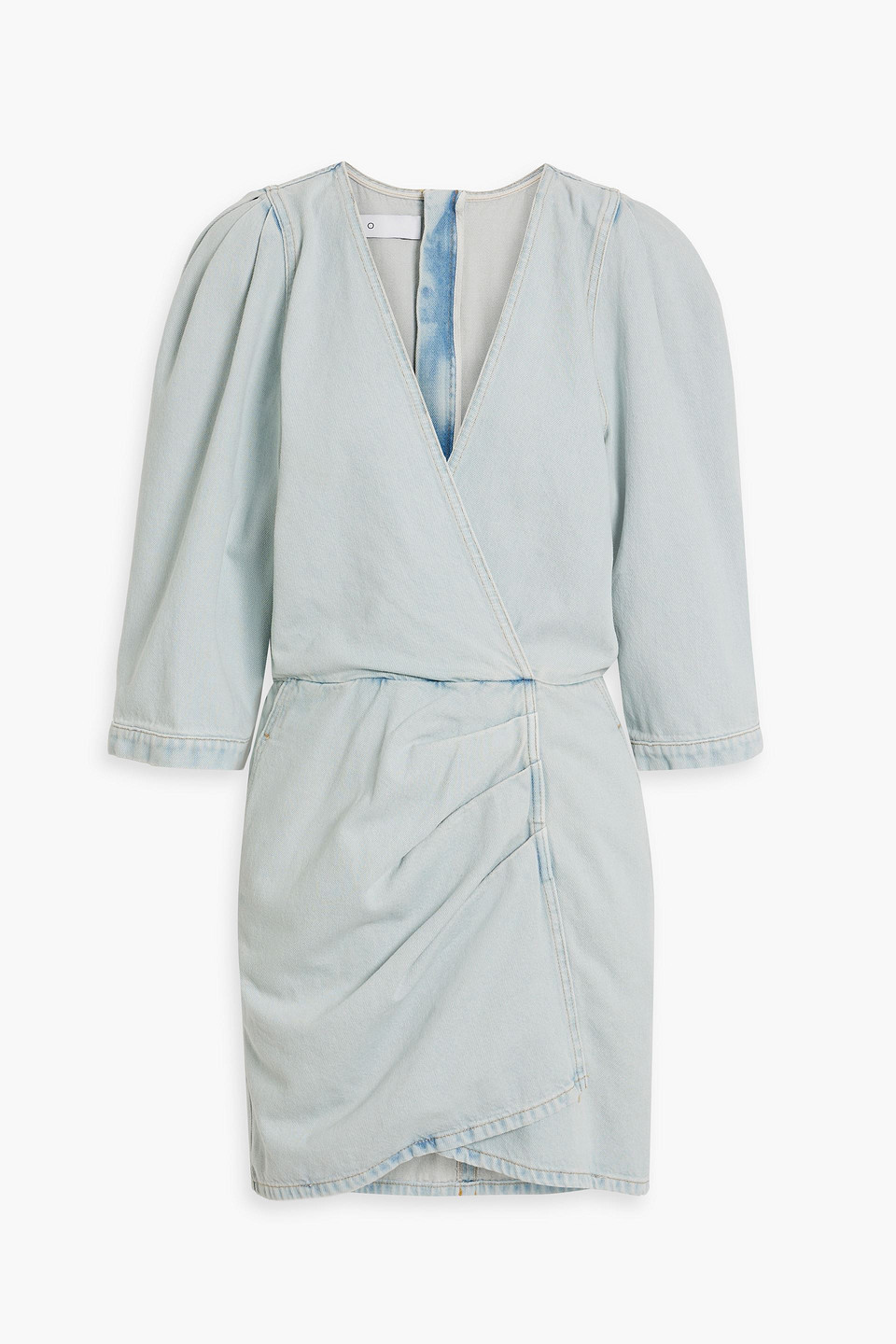 Marcia wrap-effect pleated denim mini dress