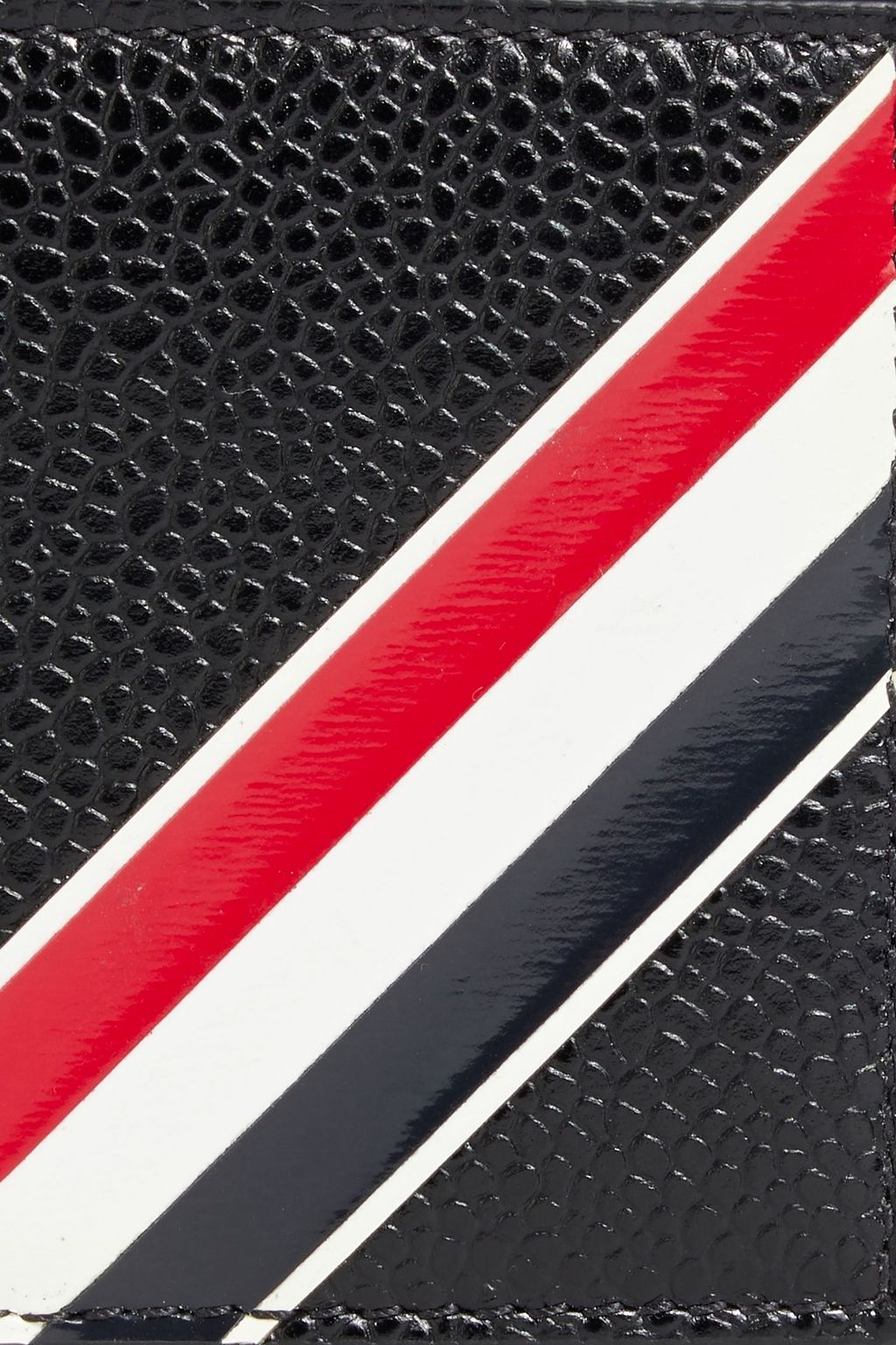 THOM BROWNE Striped pebbled-leather wallet