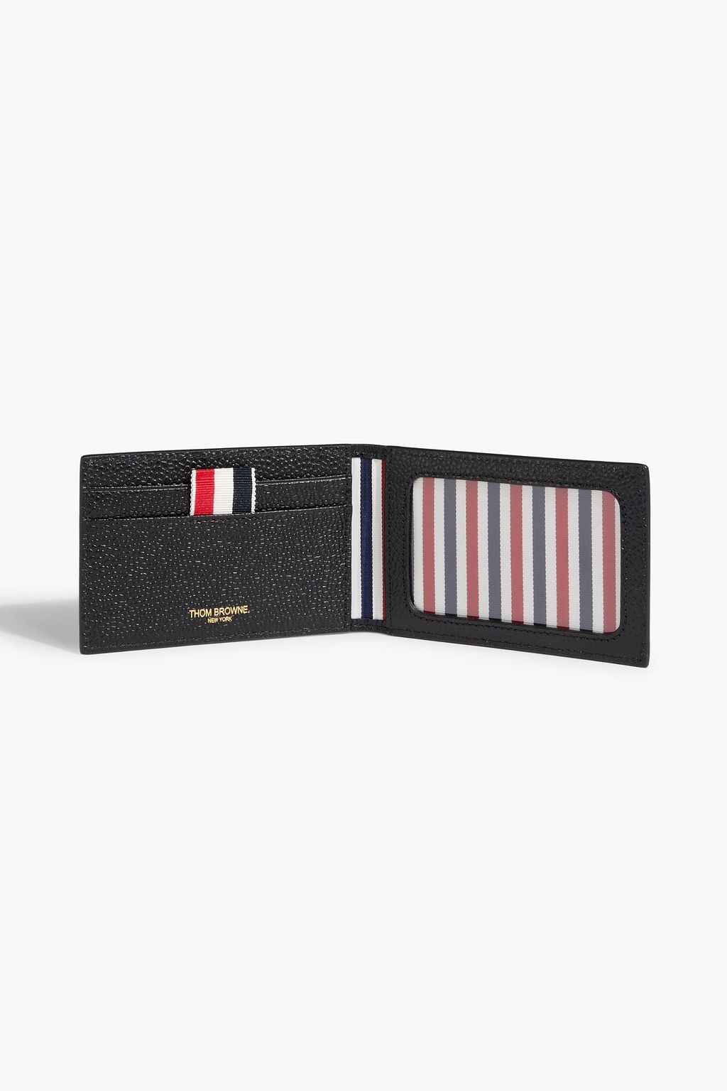 THOM BROWNE Striped pebbled-leather wallet