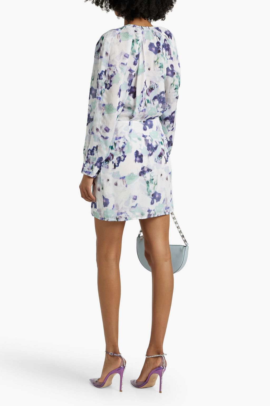 IRO Odine pleated wrap-effect chiffon mini dress