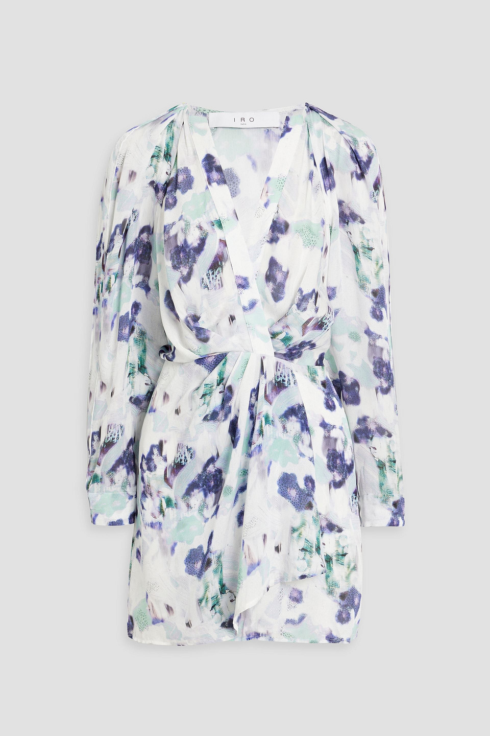Odine pleated wrap-effect chiffon mini dress