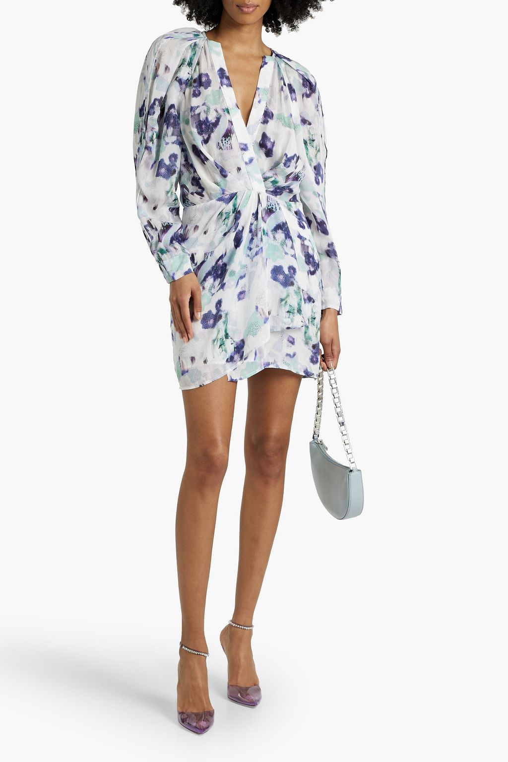 IRO Odine pleated wrap-effect chiffon mini dress