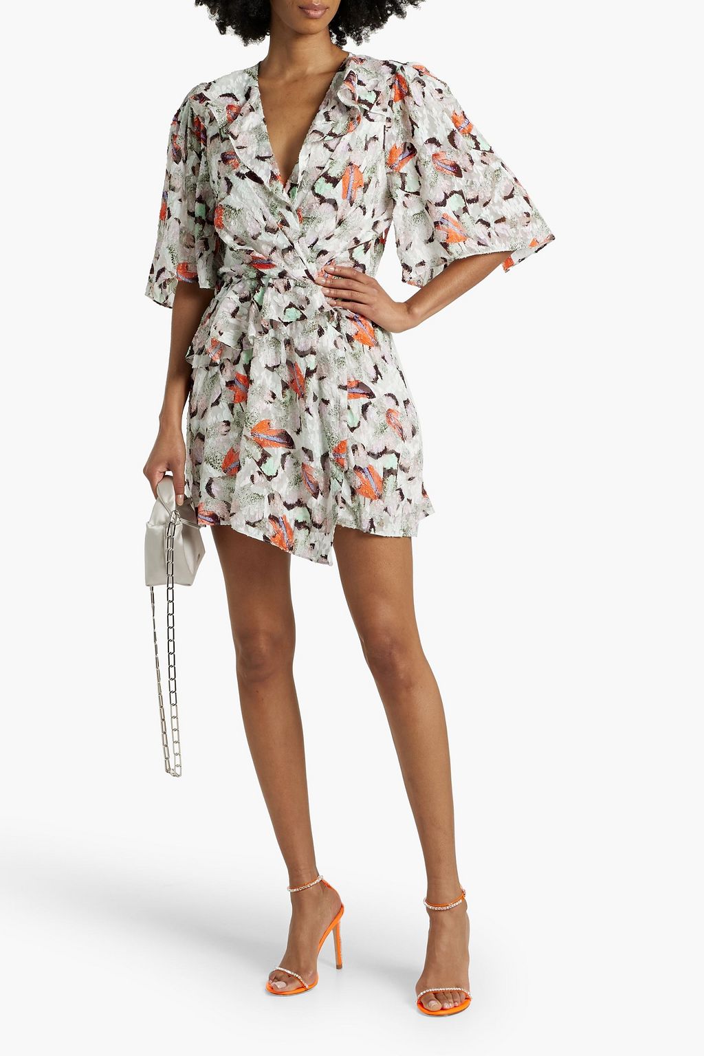 IRO Carlina wrap-effect ruffled silk and cotton-blend mini dress