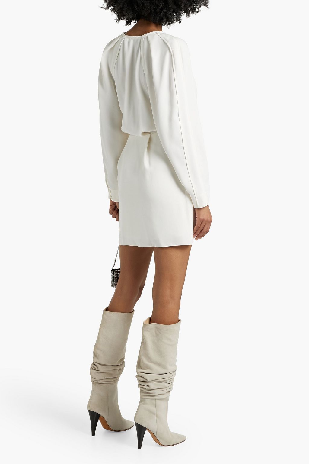 IRO Nadine wrap-effect pleated crepe mini dress