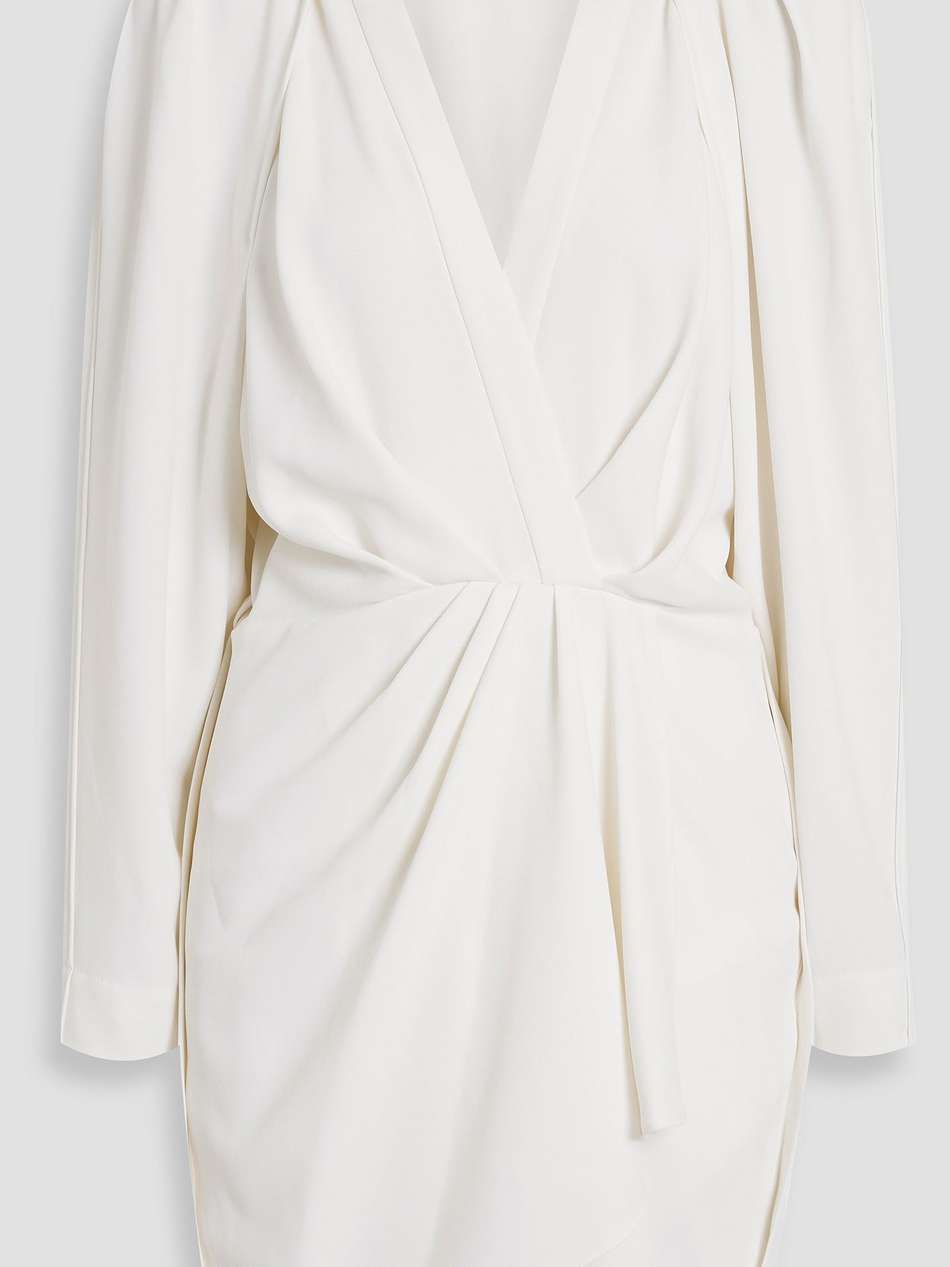 nadine wrap-effect pleated crepe mini dress