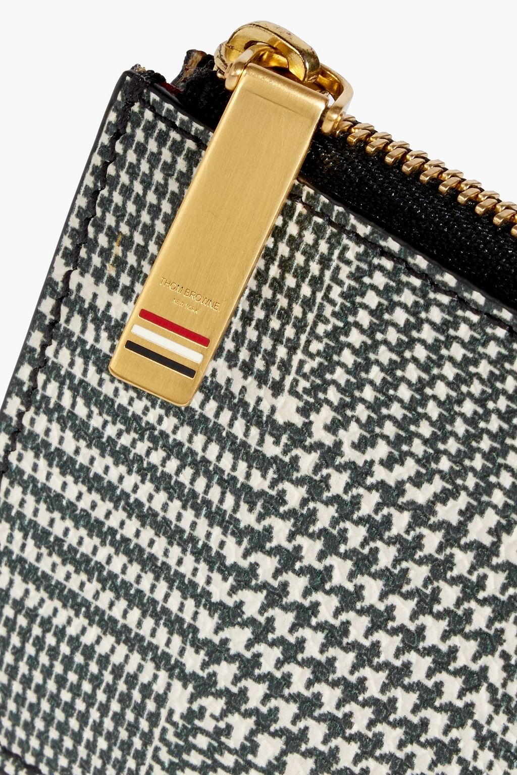 THOM BROWNE Prince of Wales checked pebbled-leather wallet