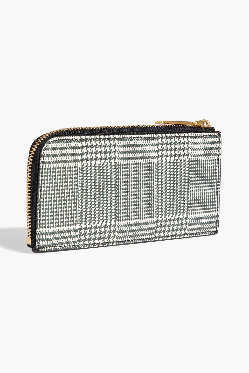 Thom Browne Prince Of Wales Checked Pebbled-leather Wallet In Dark Green
