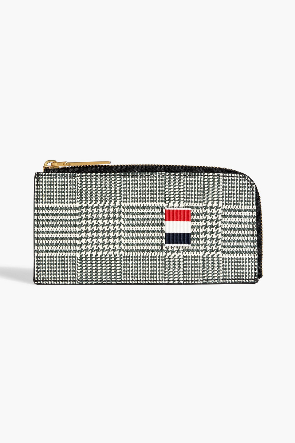 Thom Browne Prince Of Wales Checked Pebbled-leather Wallet In Dark Green