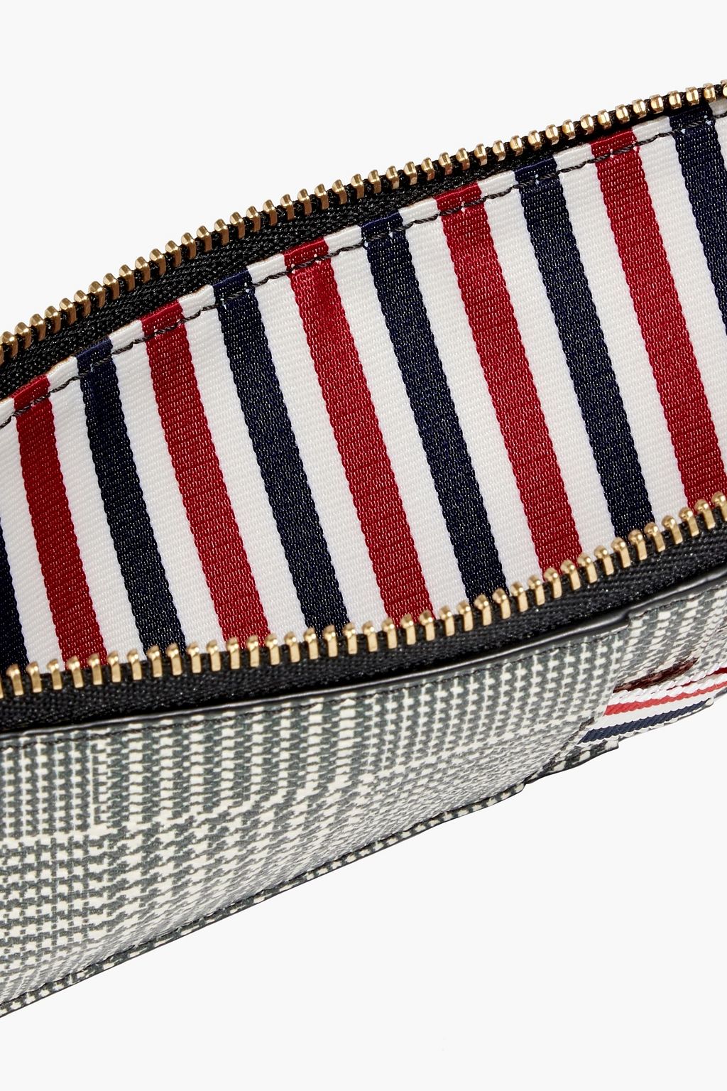 THOM BROWNE Prince of Wales checked pebbled-leather wallet