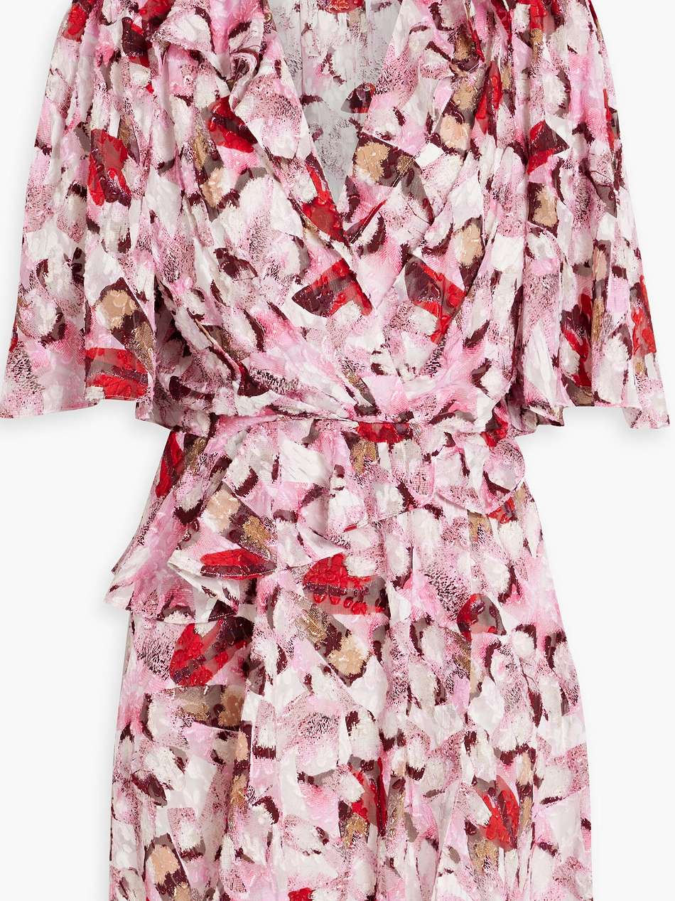 carlina wrap-effect ruffled silk and cotton-blend mini dress
