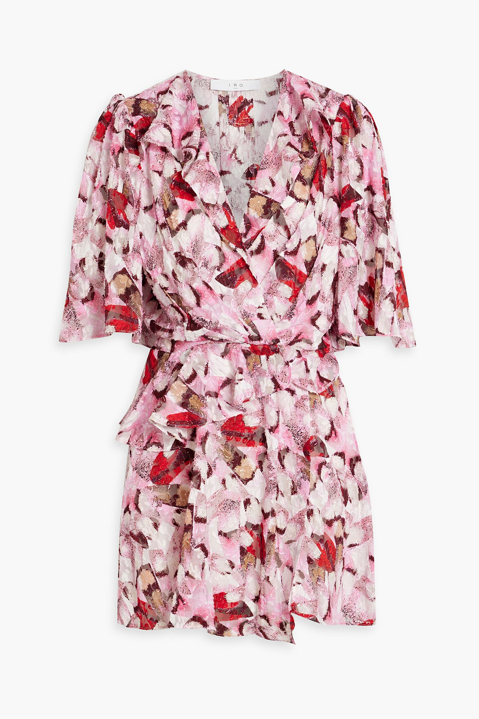 Iro Carlina Wrap-effect Ruffled Silk And Cotton-blend Mini Dress In Baby Pink
