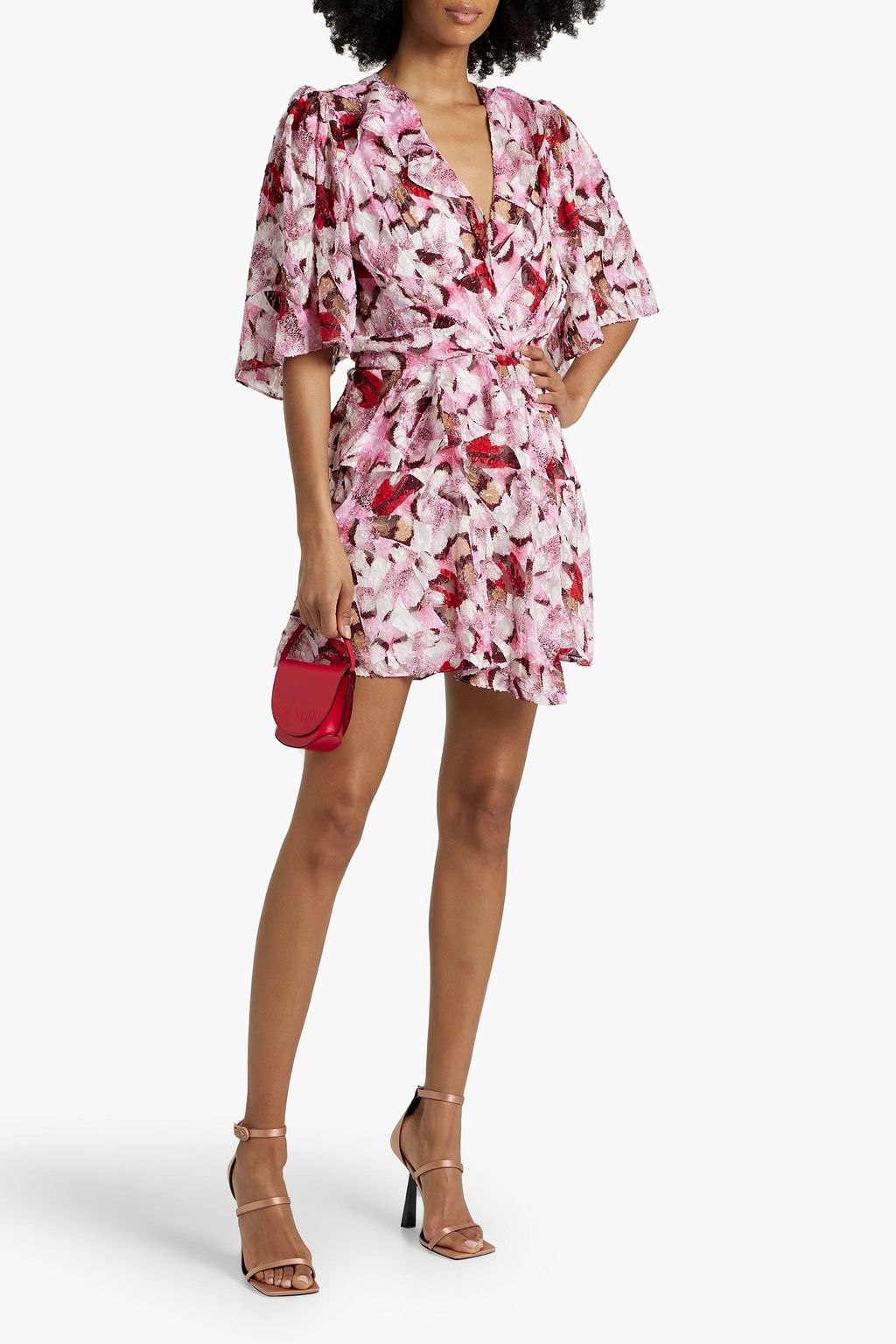 IRO Carlina wrap-effect ruffled silk and cotton-blend mini dress