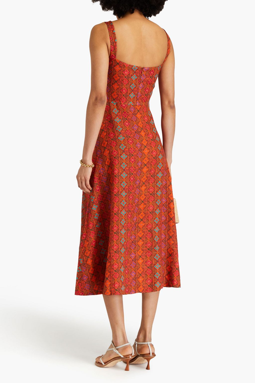 SALONI Rachel printed linen midi dress | THE OUTNET