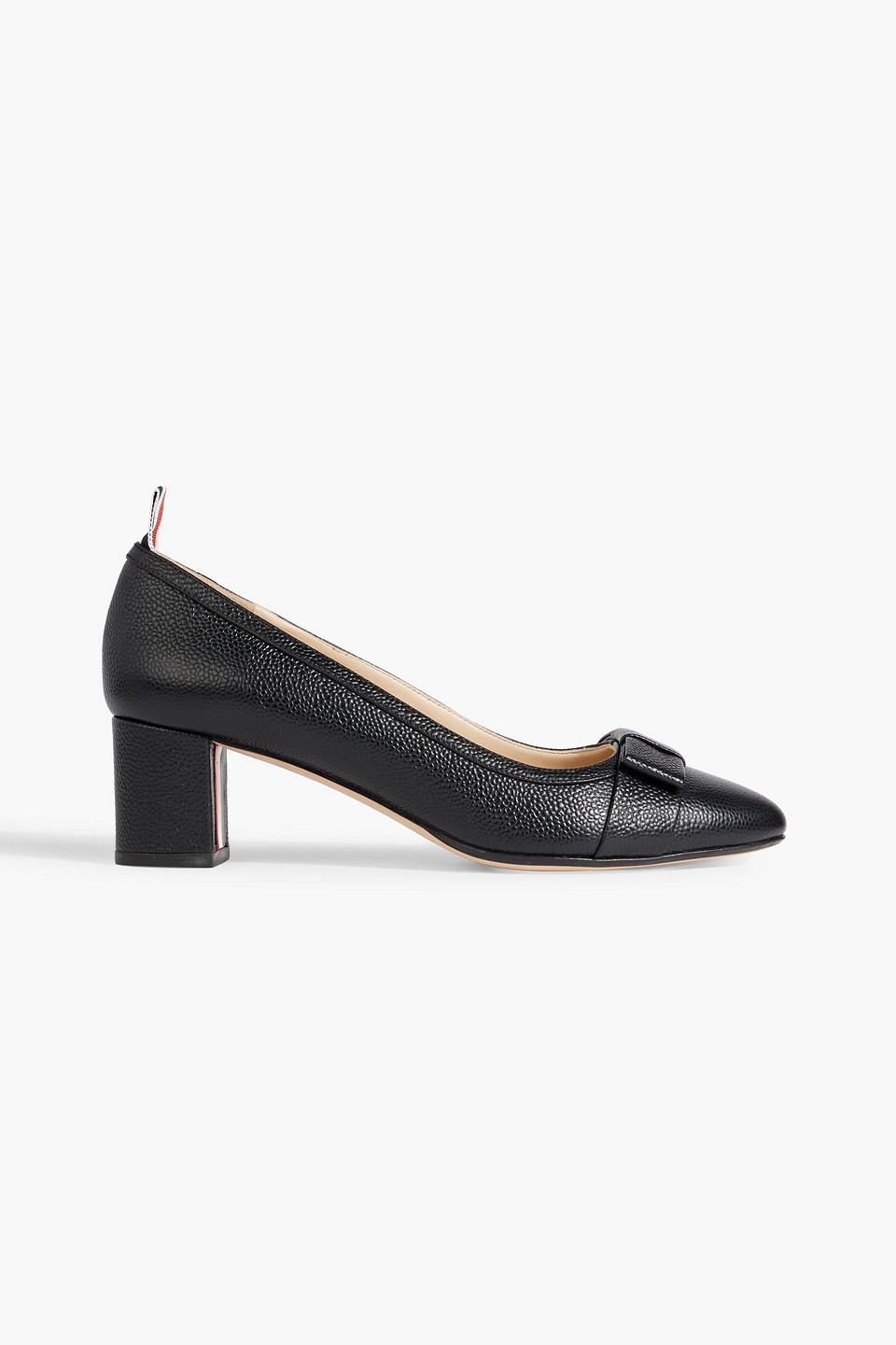 Thom Browne Bow-detailed Pebbled-leather Pumps In Black