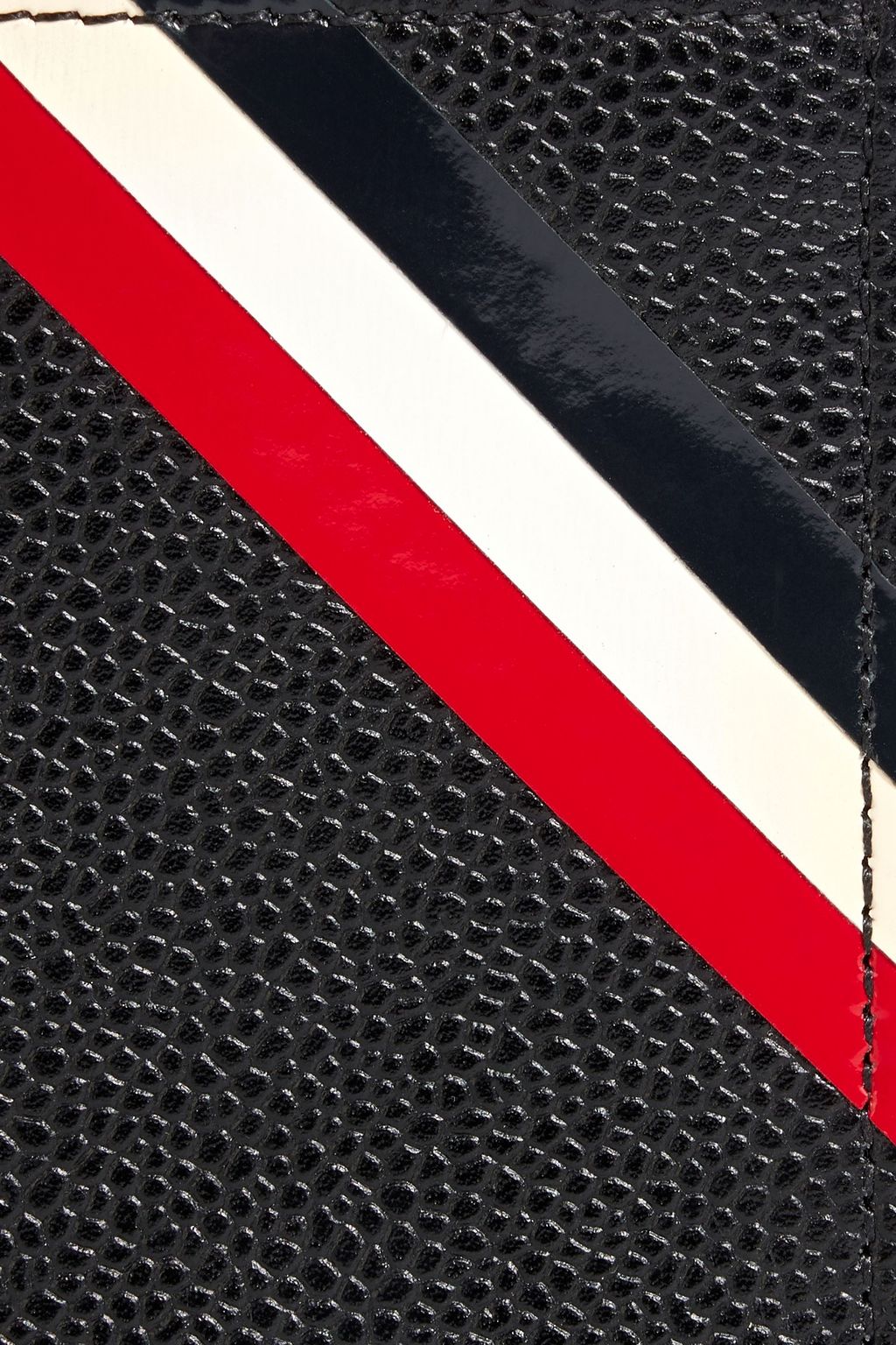 THOM BROWNE Striped pebbled-leather wallet