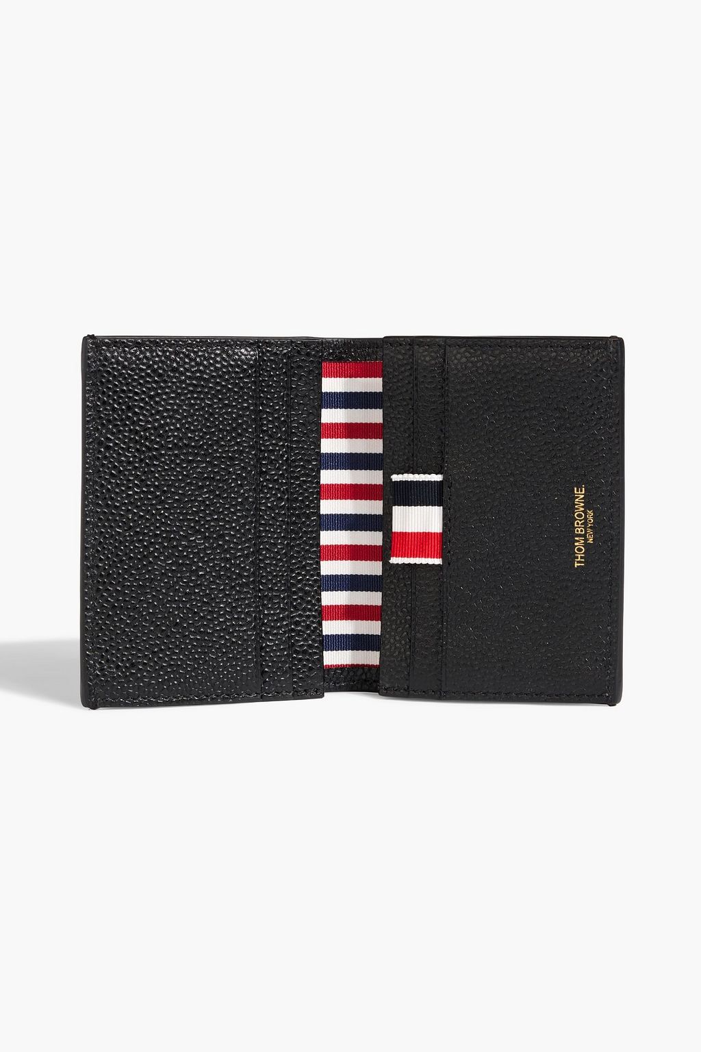 THOM BROWNE Striped pebbled-leather wallet