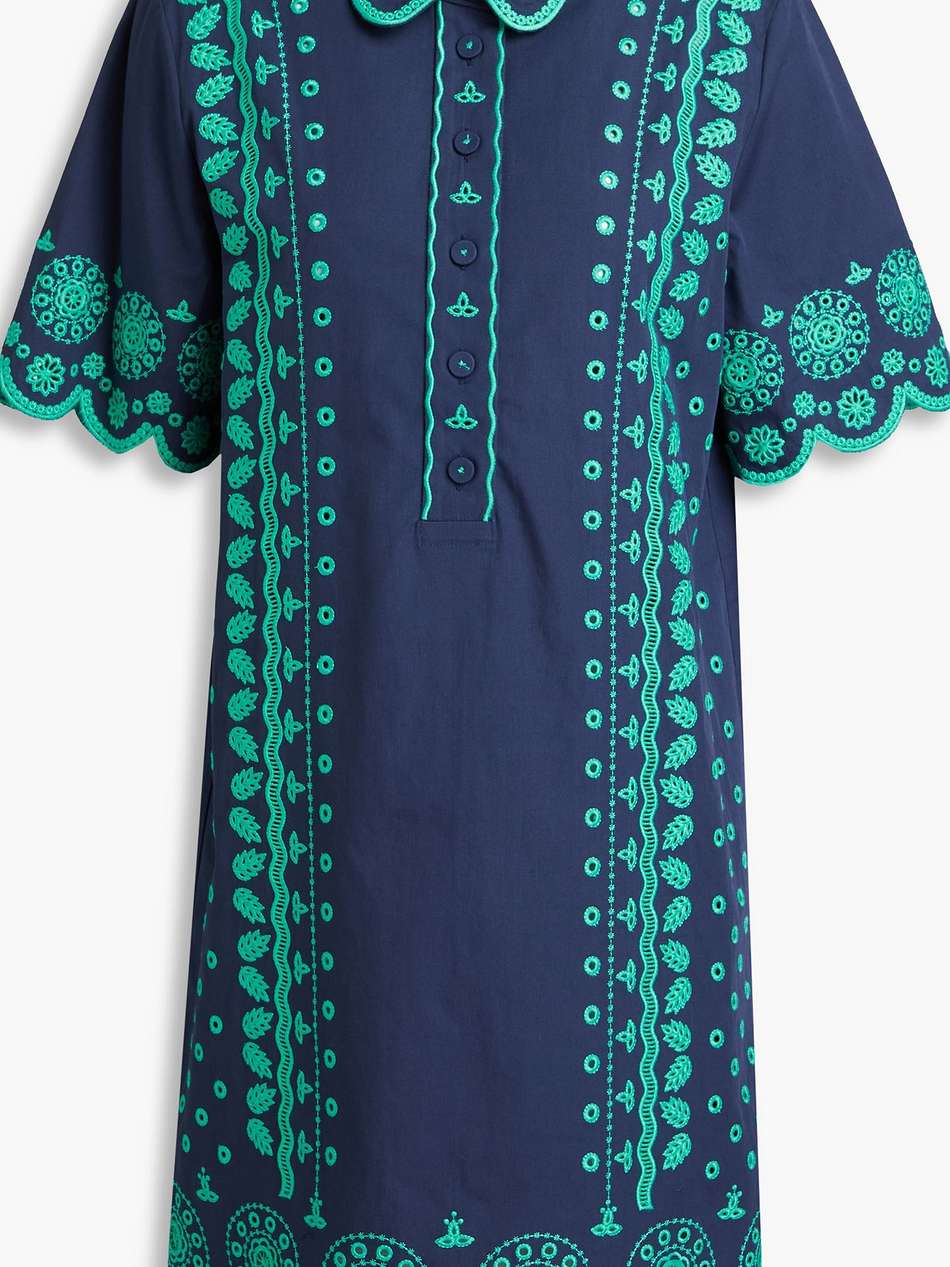 dree scalloped broderie anglaise cotton mini shirt dress