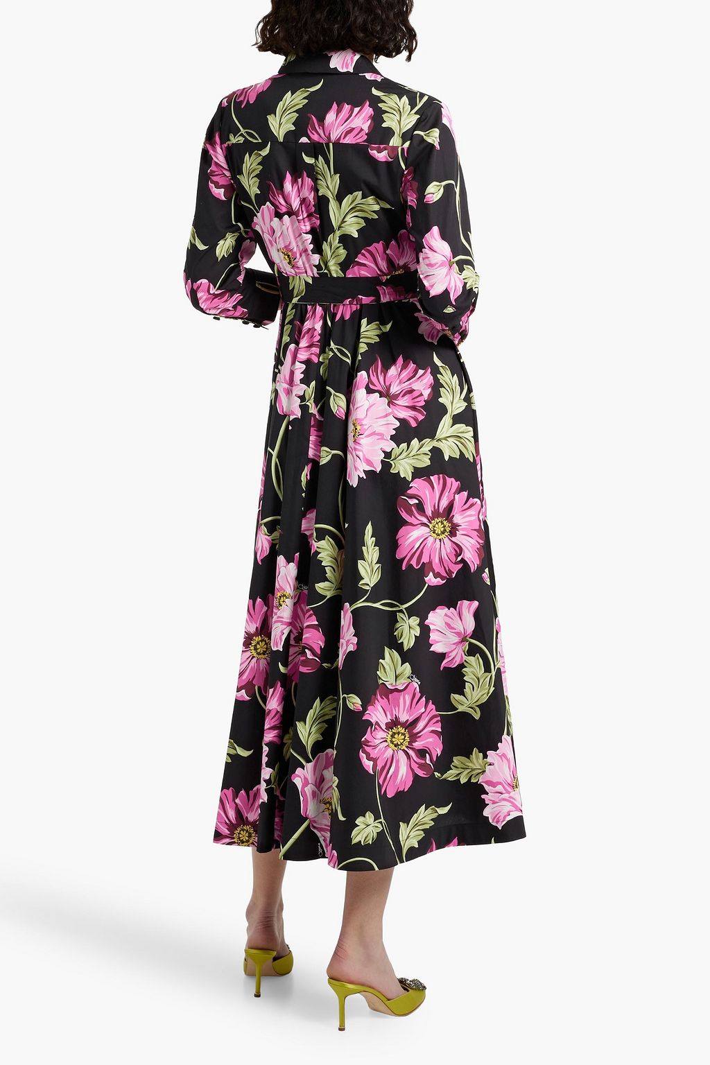 DIANE VON FURSTENBERG Blaine Hemdkleid aus Popeline aus einer Baumwollmischung mit floralem Print und Gürtel in Midilänge