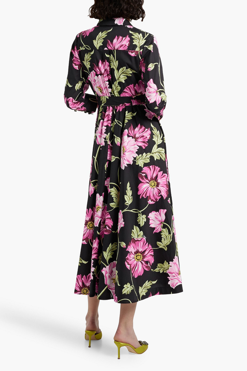 Diane Von Furstenberg Blaine Belted Floral-print Cotton-blend Poplin Midi Shirt Dress In Multi