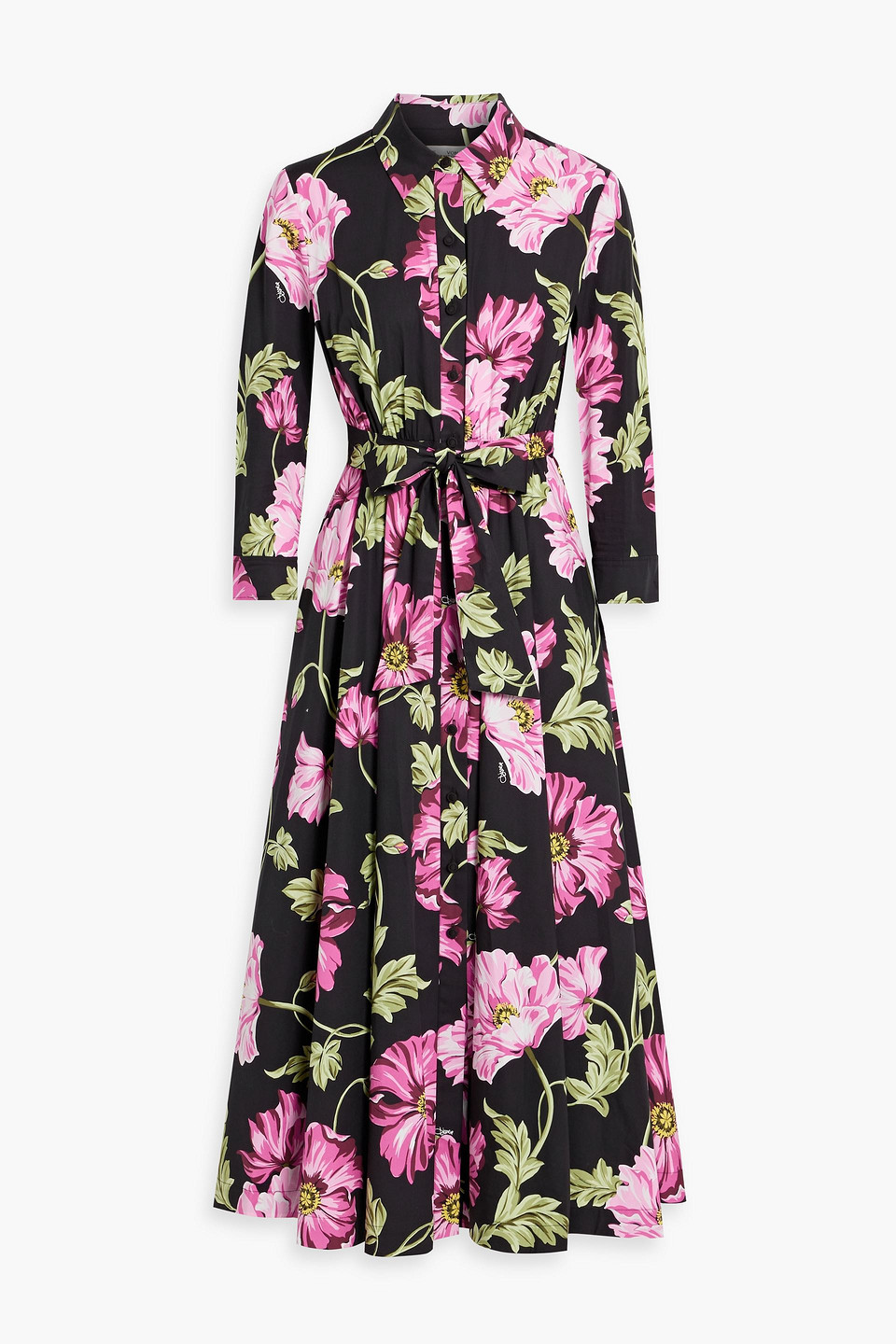 Diane Von Furstenberg Blaine Belted Floral-print Cotton-blend Poplin Midi Shirt Dress