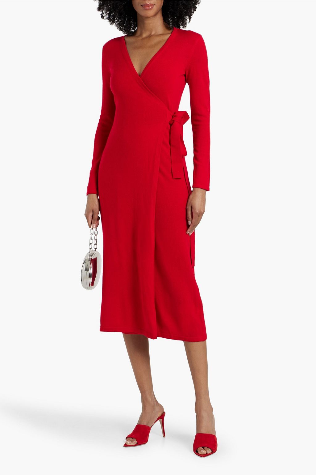DIANE VON FURSTENBERG ウール&カシミヤ混 ミディラップドレス