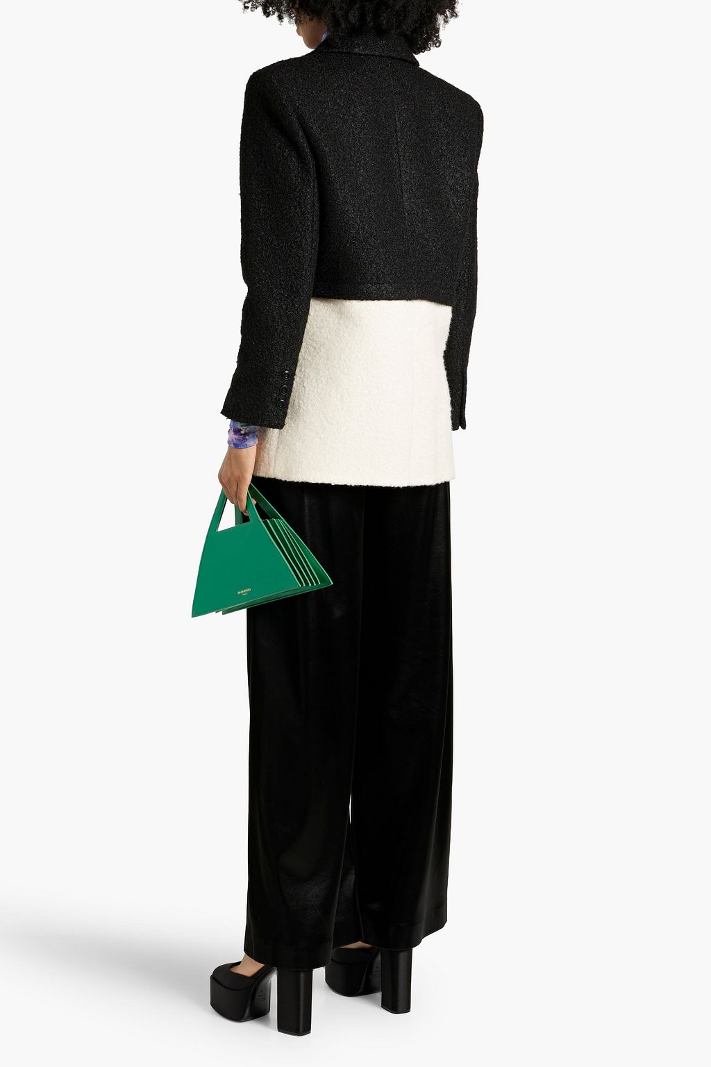 ALICE + OLIVIA 컨버터블 투톤 부클레 블레이저