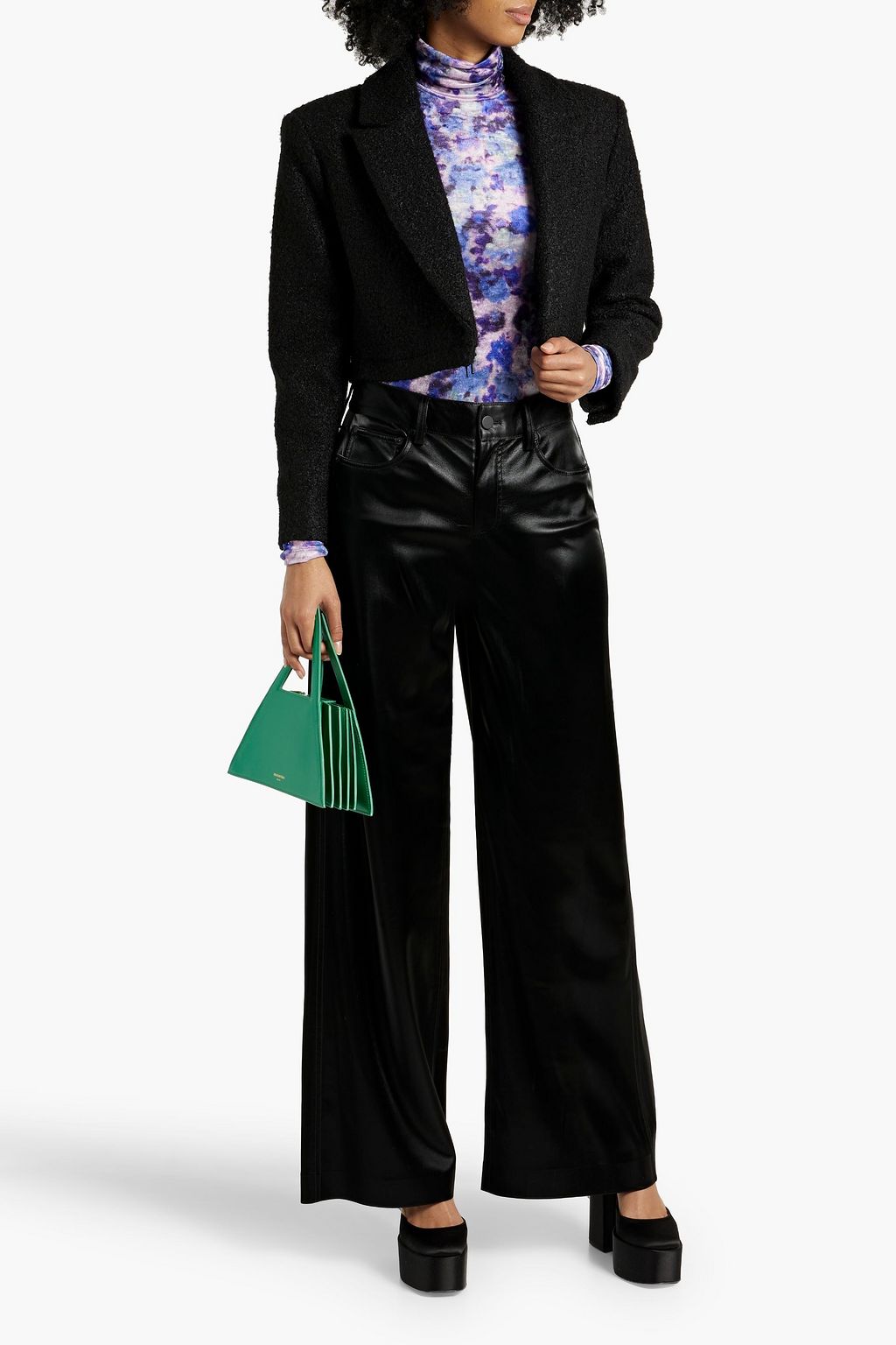 ALICE + OLIVIA 컨버터블 투톤 부클레 블레이저