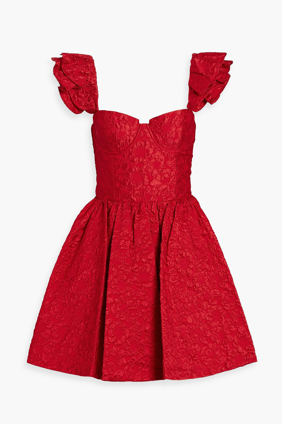 Alice And Olivia Bina Ruffle-strap Mini Dress In Perfect Ruby