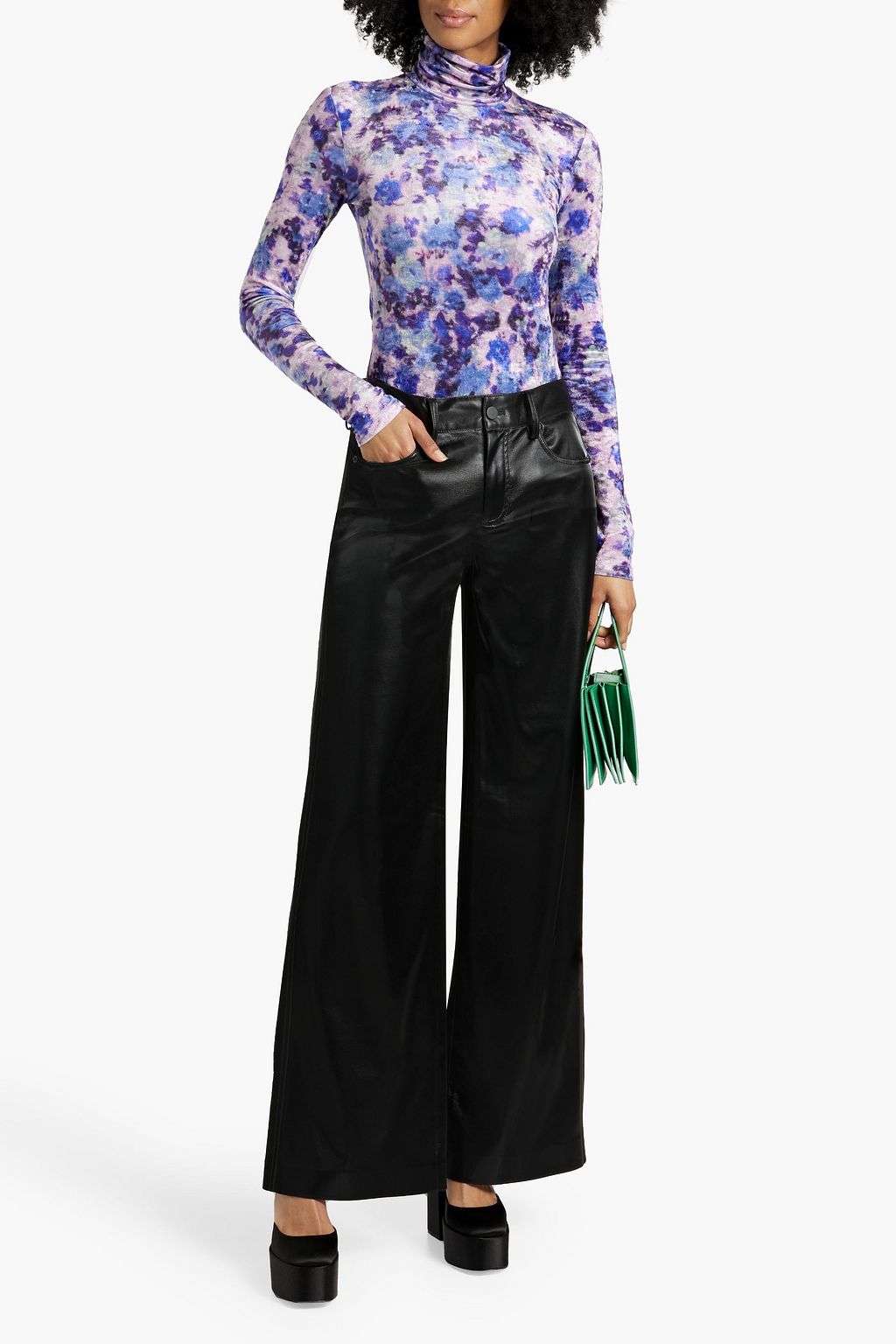 ALICE + OLIVIA 인조 가죽 와이드 레그 팬츠