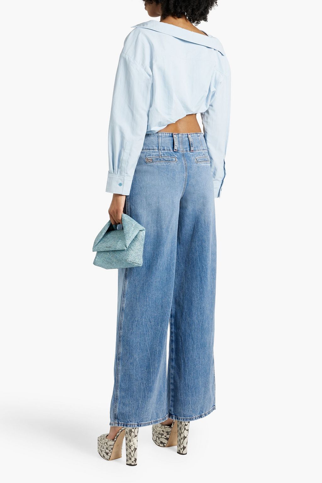 ALICE + OLIVIA JEANS Anders pleated low-rise wide-leg jeans
