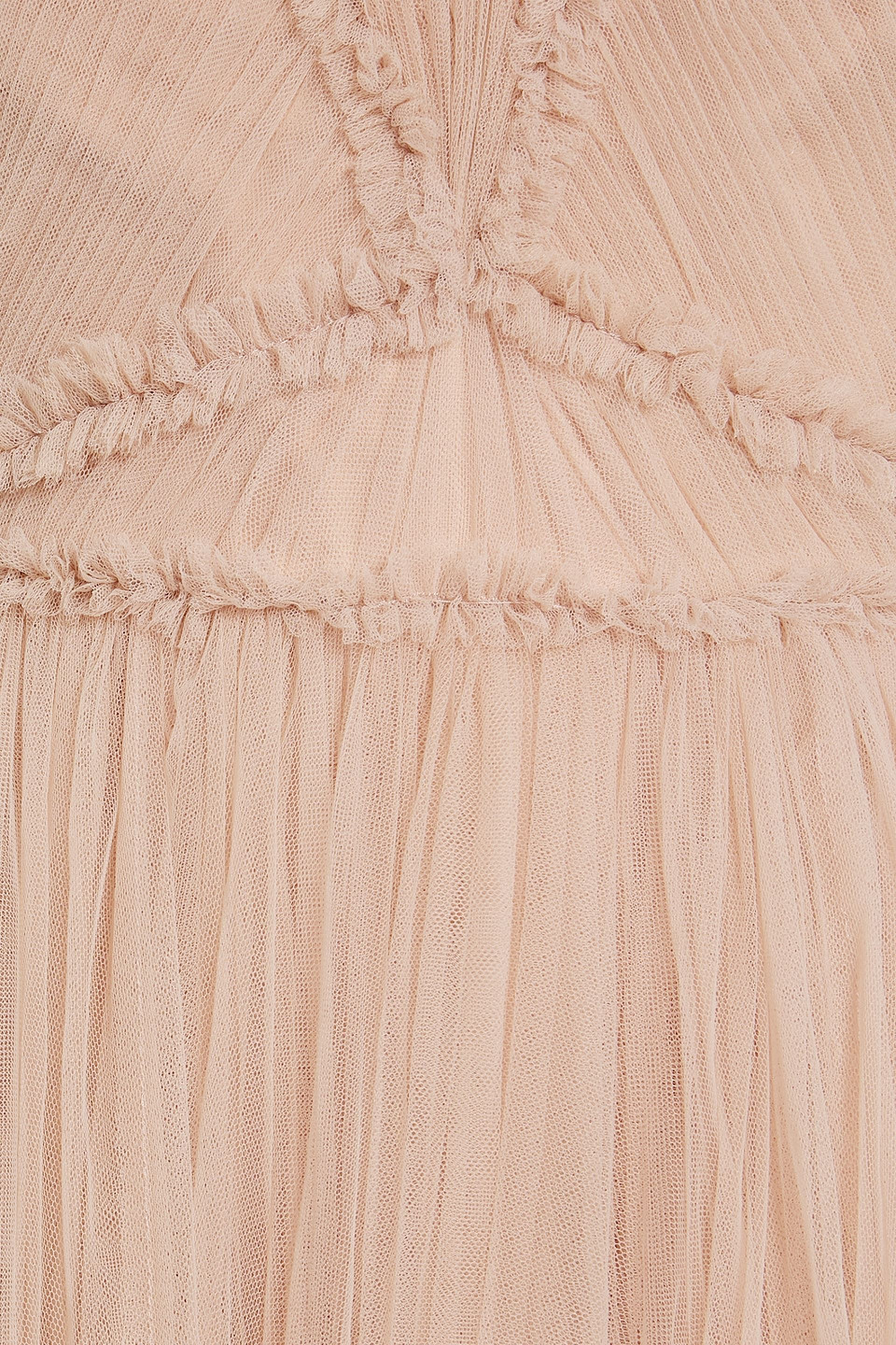 Shop Zac Posen Pleated Tulle Gown In Blush