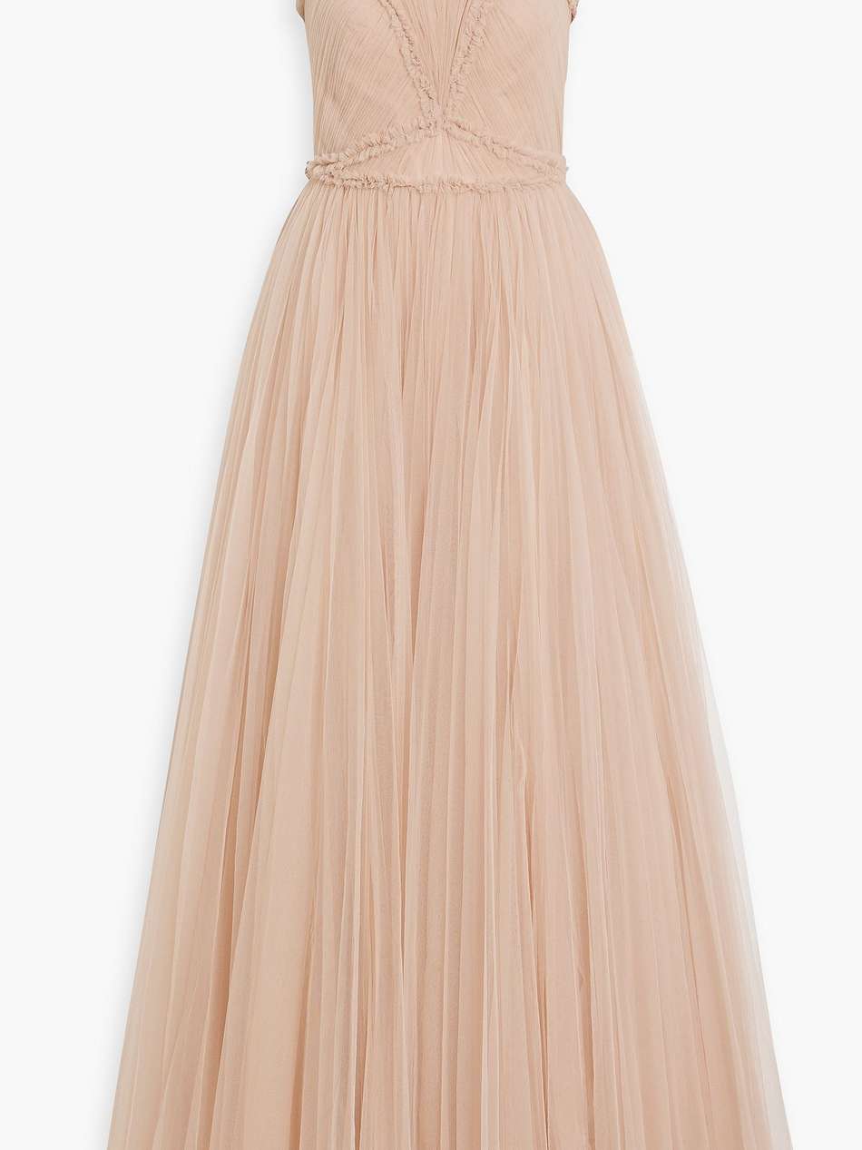 pleated tulle gown