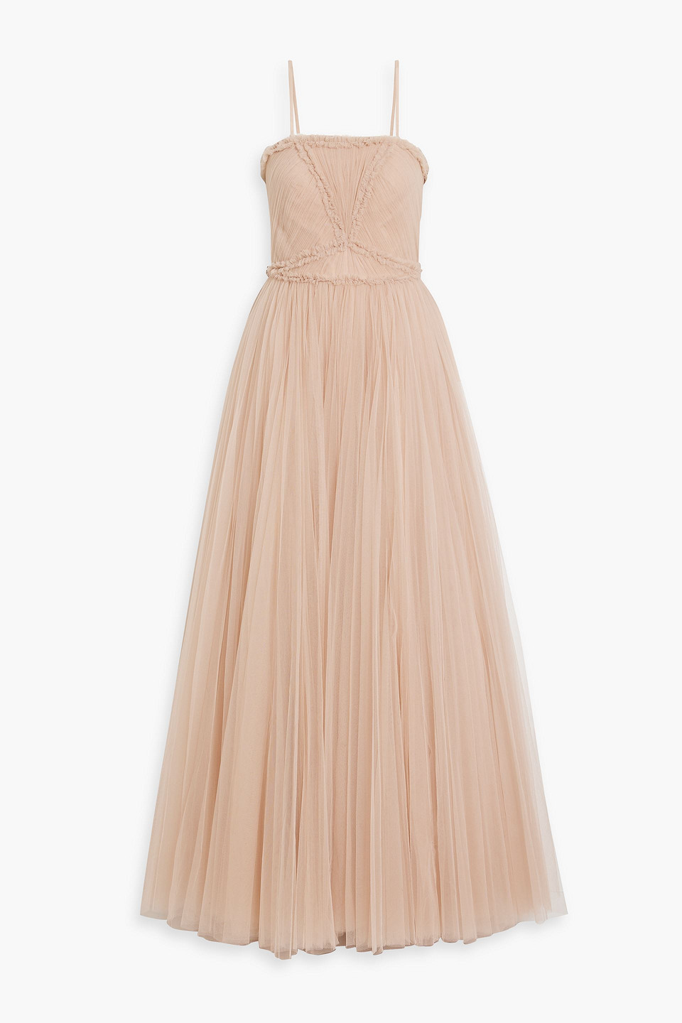 Zac Posen Pleated Tulle Gown In Blush