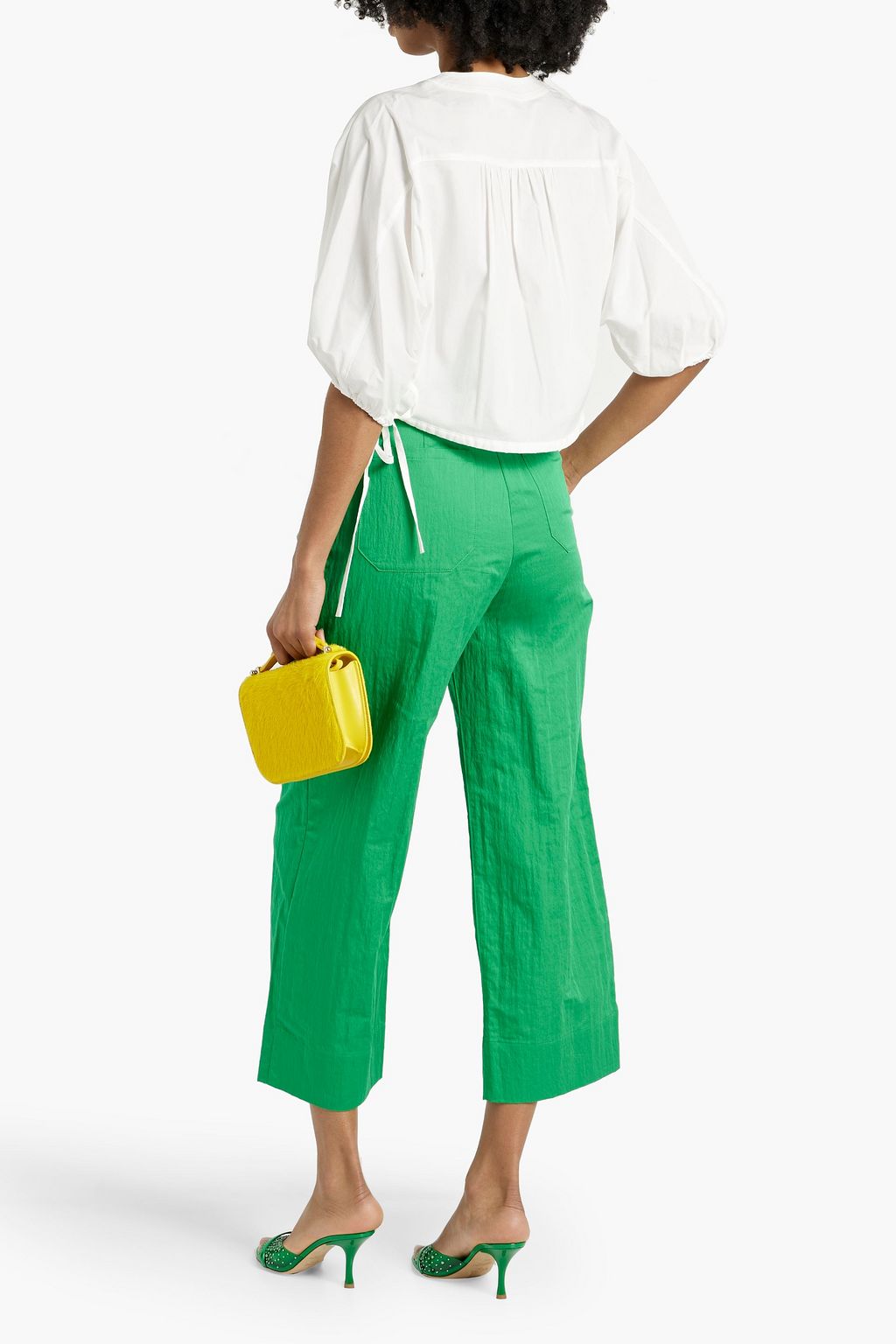 DIANE VON FURSTENBERG Daria cropped cotton-blend poplin blouse