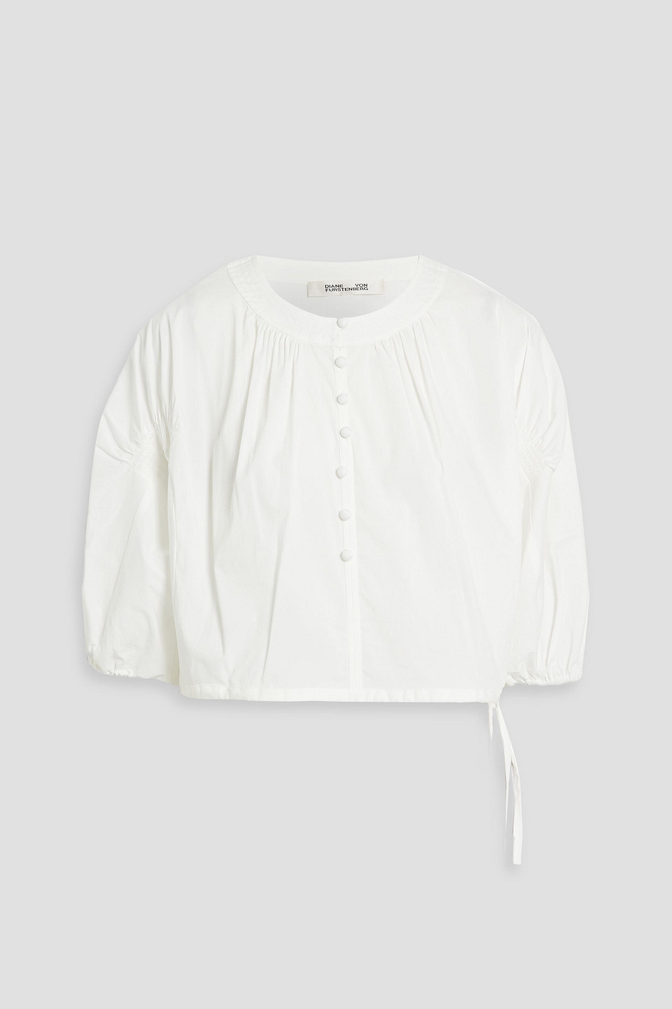 Diane Von Furstenberg Daria Cropped Cotton-blend Poplin Blouse In White