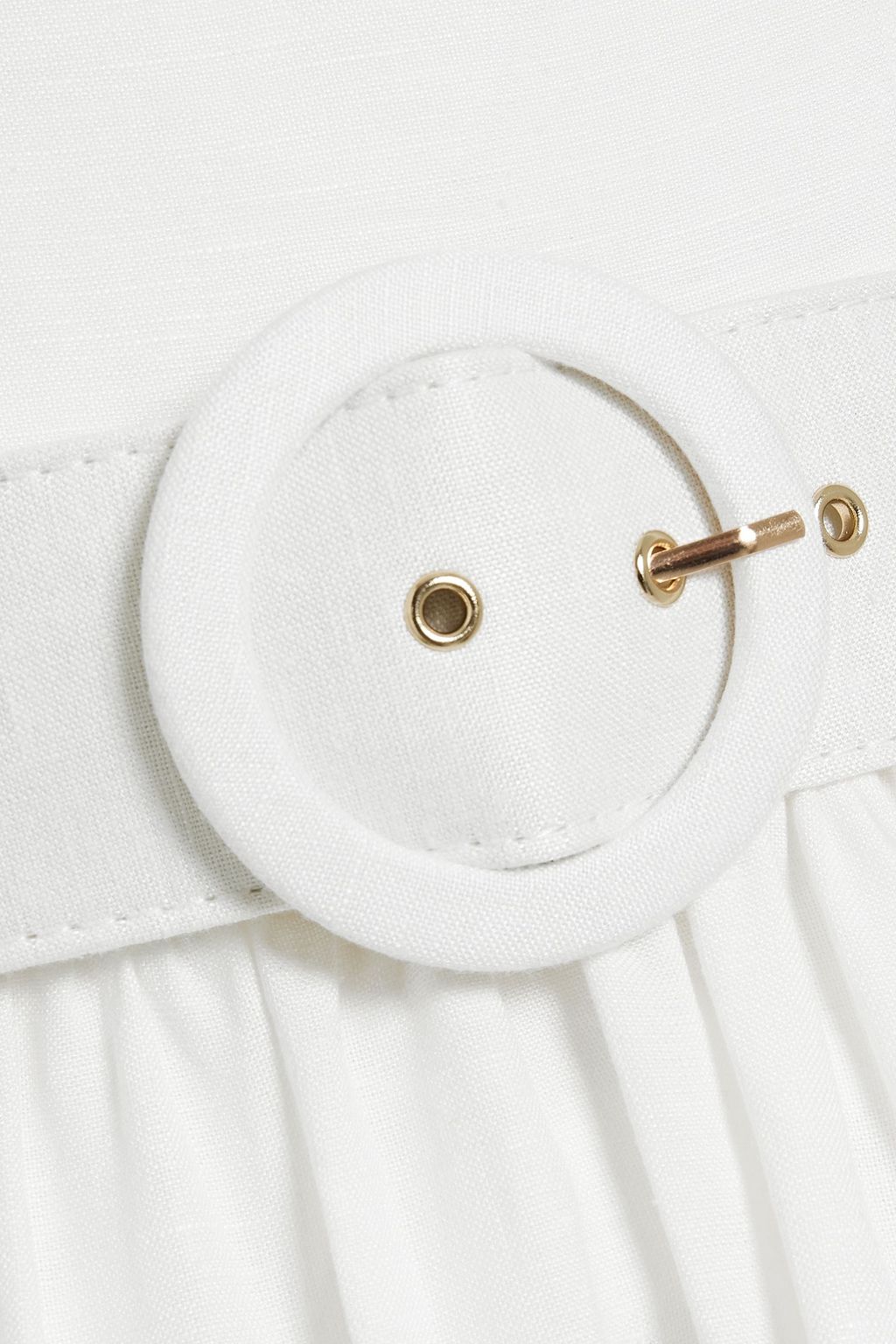 NICHOLAS Strapless belted linen-blend midi dress