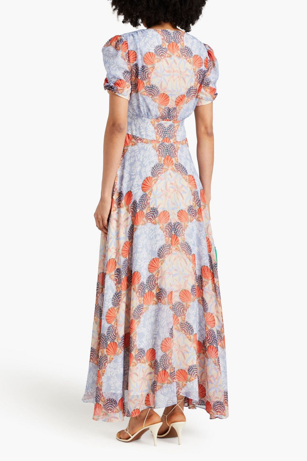 SALONI Pleated printed silk-georgette maxi dress