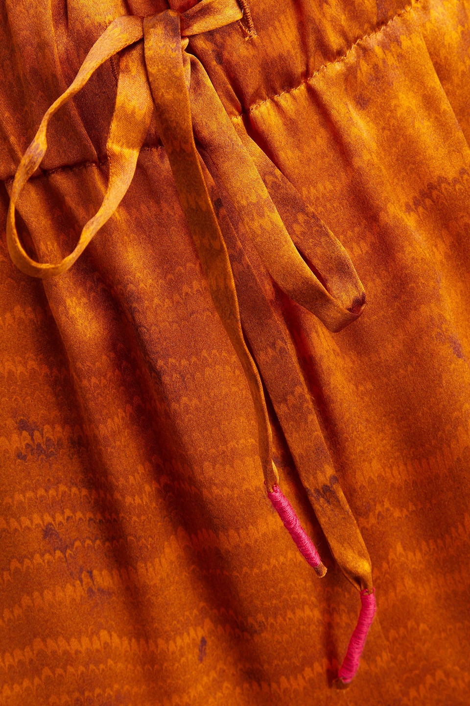 Saloni Paige Printed Silk-satin Straight-leg Pants In Tan