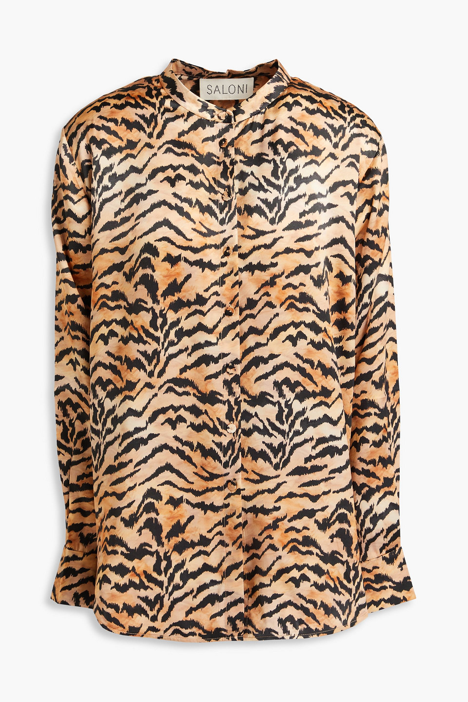 Bobbi tiger-print silk-satin shirt